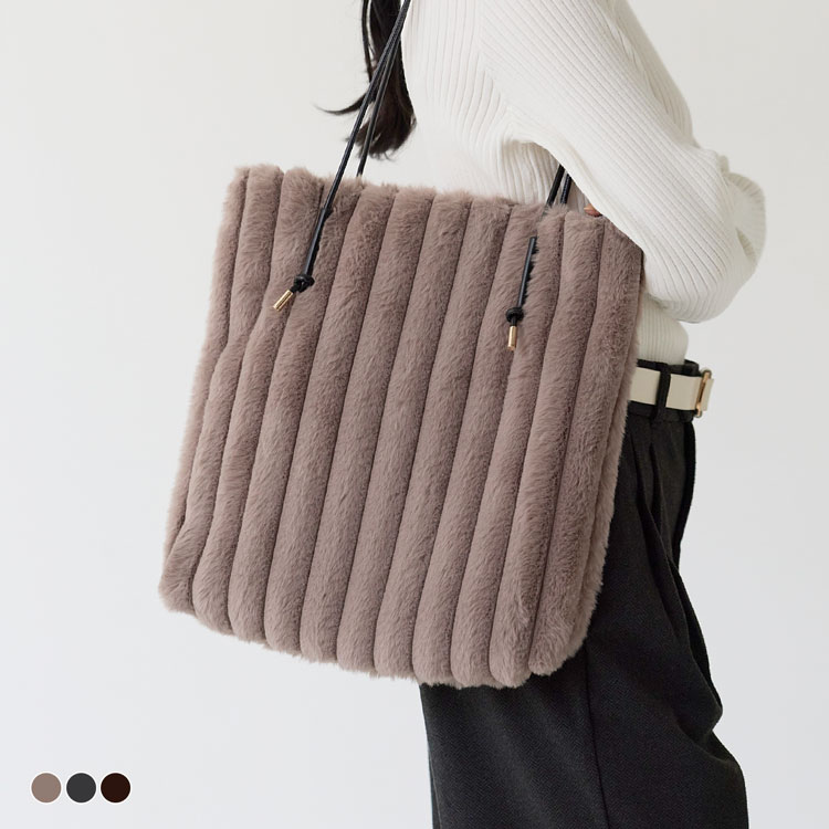 ファーバッグ トート レディース エコファー フェイクファー A4