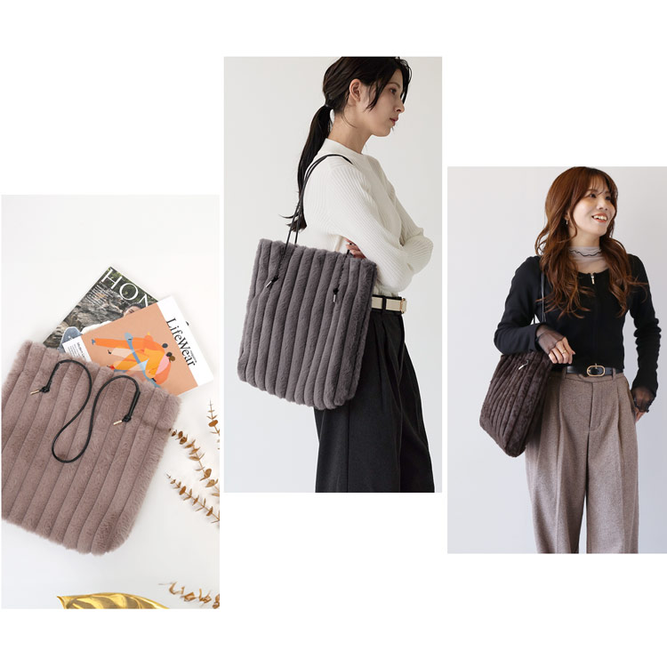 ファーバッグ トート レディース エコファー フェイクファー A4