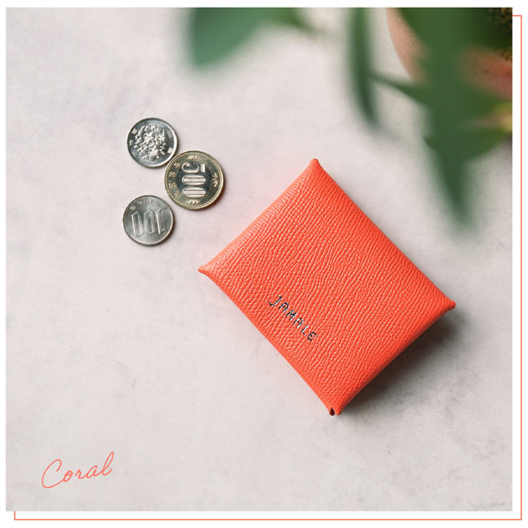 明るい コーラル 本革 おしゃれ コインケース