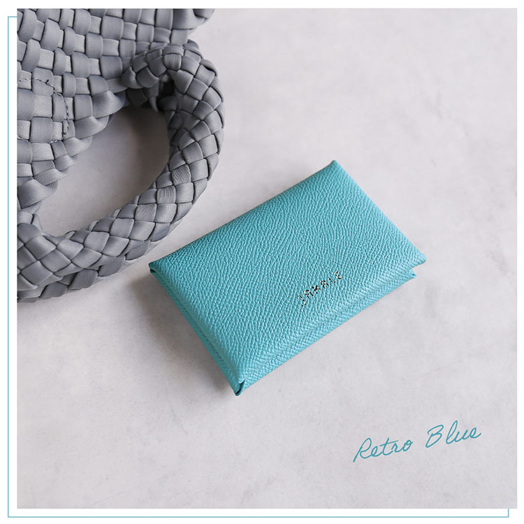 ブルー 本革 カードケース