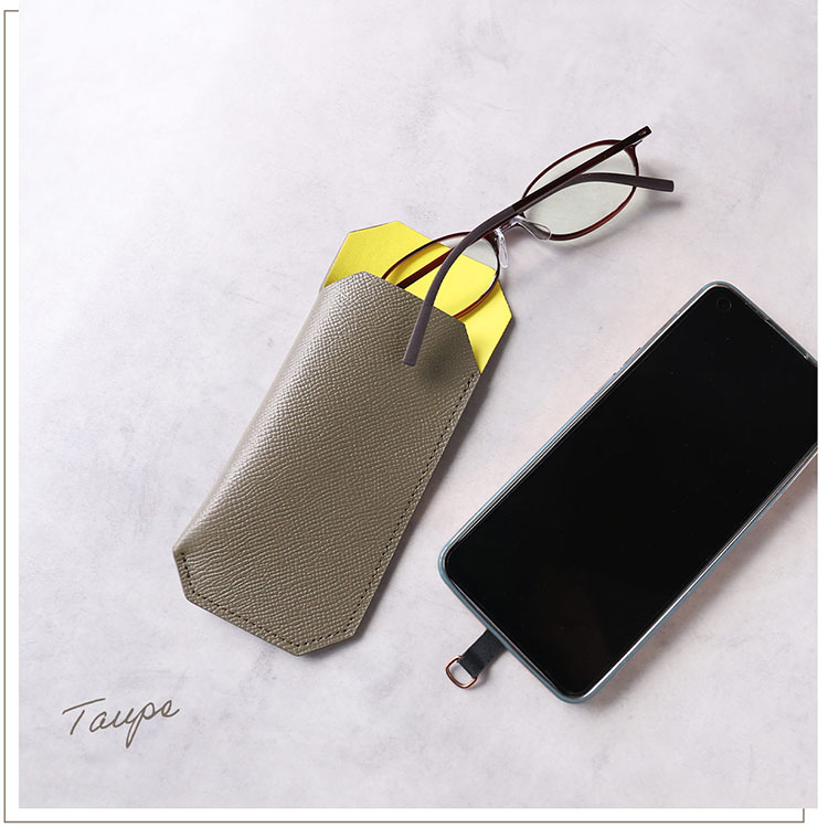 トープ 本革 メガネケース