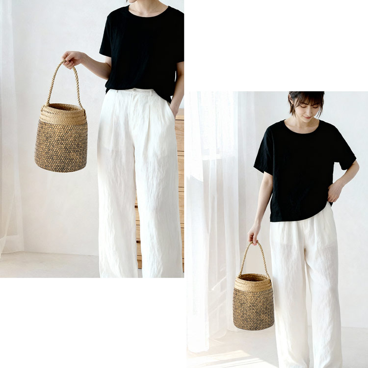 カゴバッグ ワンハンドバッグ かご型 カチュー水草 おでかけ ピクニック