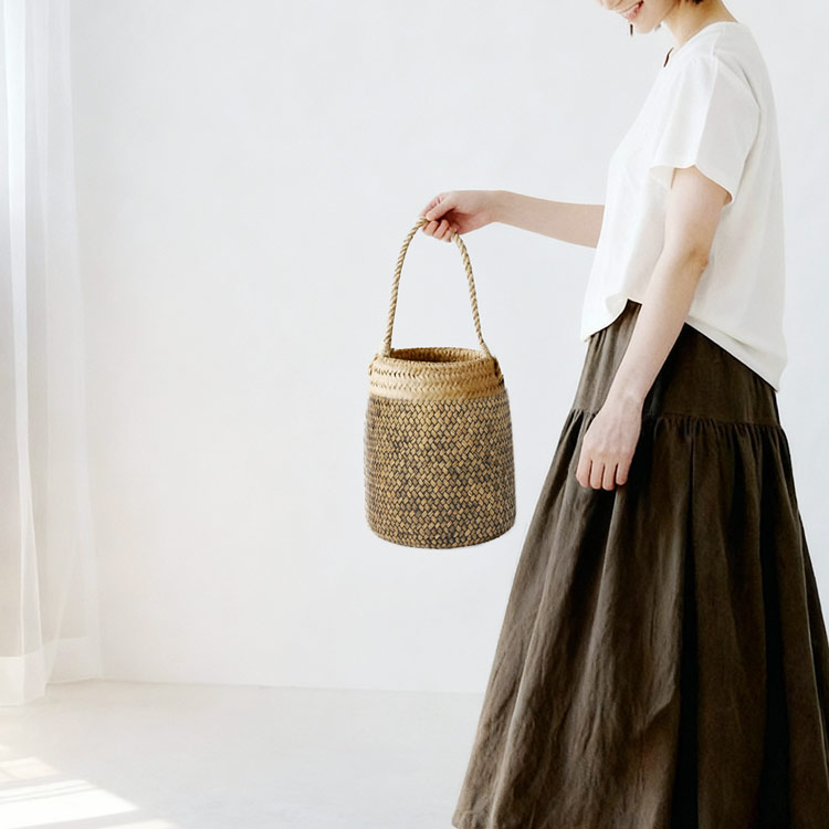 カゴバッグ ワンハンドバッグ かご型 カチュー水草 おでかけ ピクニック