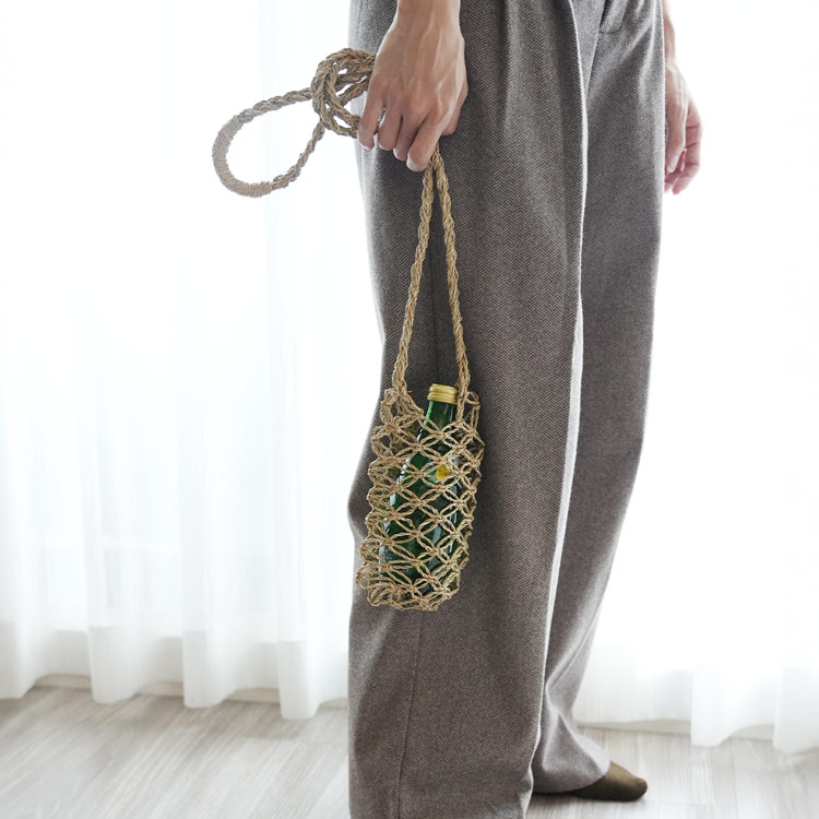 ボトルホルダー 天然素材 水草 斜めかけバッグ 小物入れバッグ おでかけバッグ