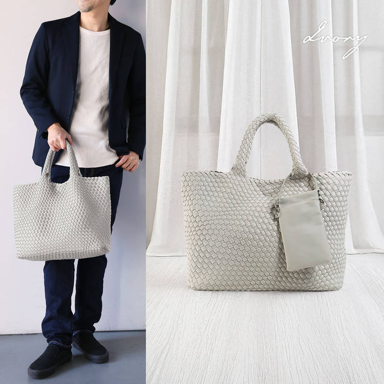 mieno編み込みトートバッグ アイボリー