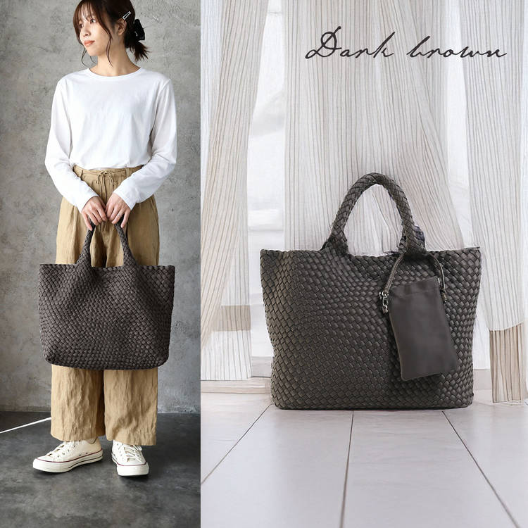 mienoメッシュトートバッグ ダークブラウン