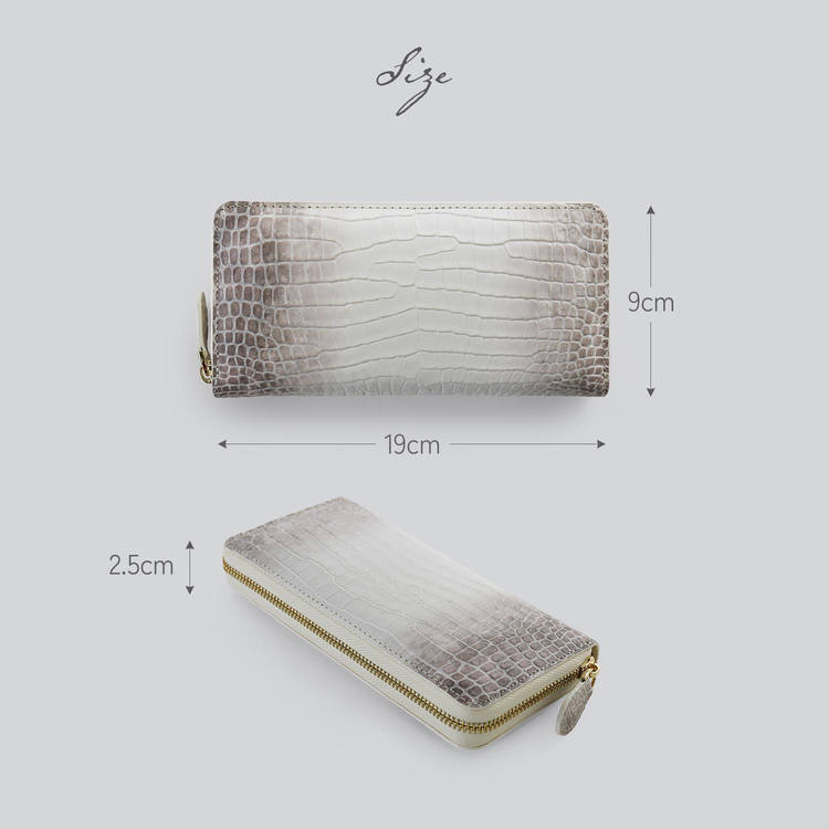 クロコダイル型押し牛革長財布