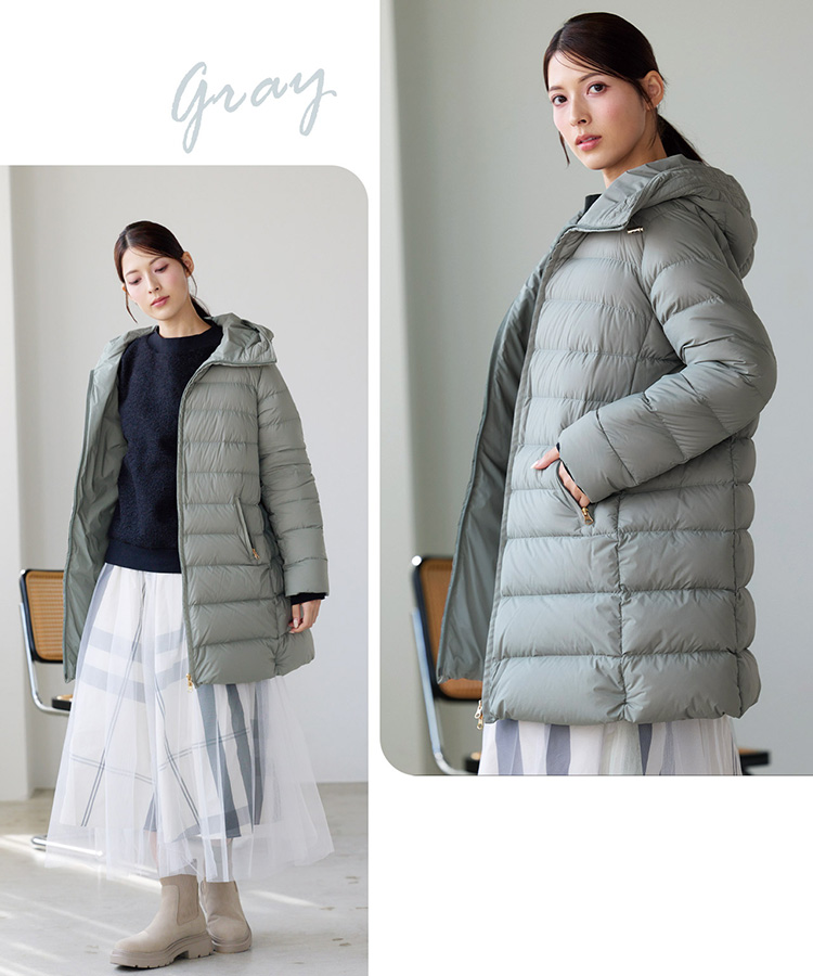 ハンガリーグース ダウン コート 上質 軽い グレー