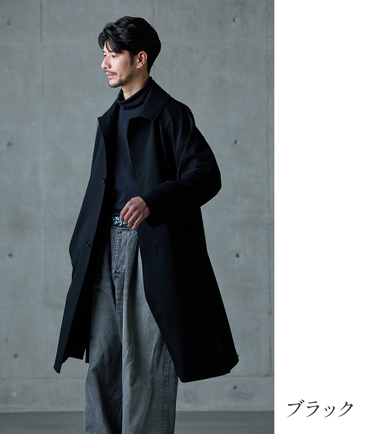 メンズ ステンカラーコート ブラック