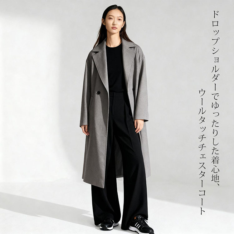 ドロップショルダー ゆったり チェスターコート