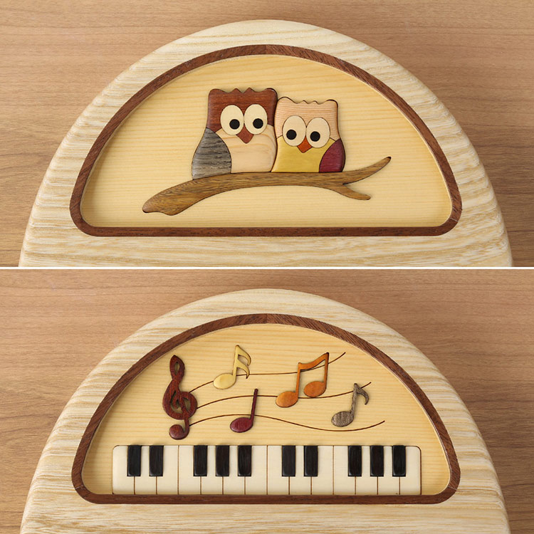 時計 置き時計 置時計 掛け時計 天然木 木製 ふくろう ピアノ 文字盤 セン ウォールナット (09000732r)