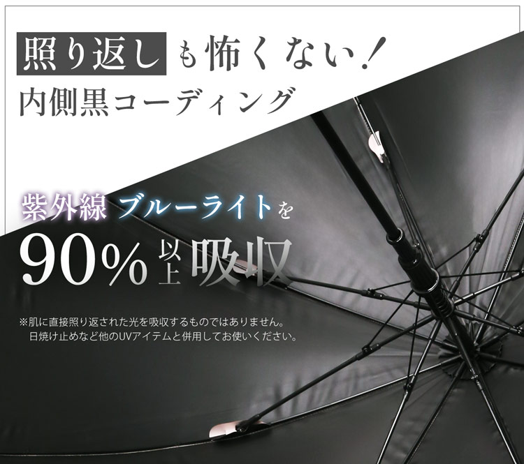 内側 黒コーティング 日傘 長傘 照り返し 吸収
