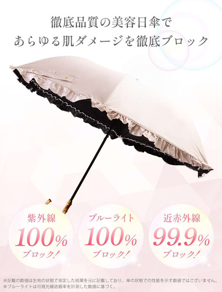 紫外線 ブルーライト 100% ブロック 美容日傘 折りたたみ