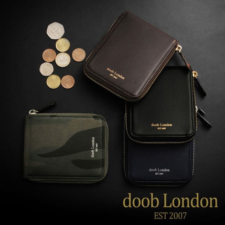 二つ折り 財布 メンズ ラウンドファスナー doob London ドゥーブ