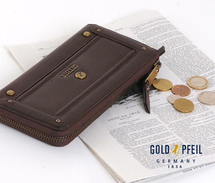 GOLDPFEILバッファロー革長財布 GOLD PFEIL バッファロー 革 L字ファスナー 長財布 メンズ