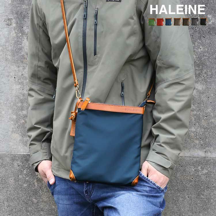 HALEINE日本製ナイロン栃木レザーナイロンサコッシュメンズ