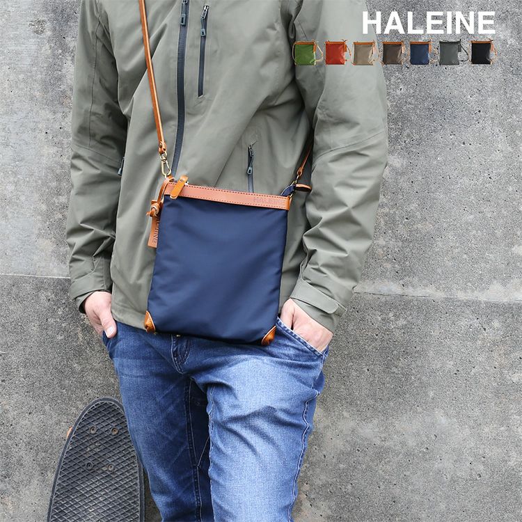 HALEINE日本製ナイロン栃木レザーナイロンサコッシュメンズ