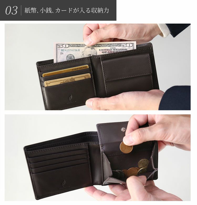 mieno牛革折り財布(07000391-mens-1r)本革レザー小物贈り物プレゼントクリスマス【ネコポスで送料無料】