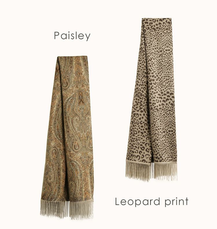 Filomo ストール 大判 メンズ カシミヤ 100% ペイズリー柄 レオパード