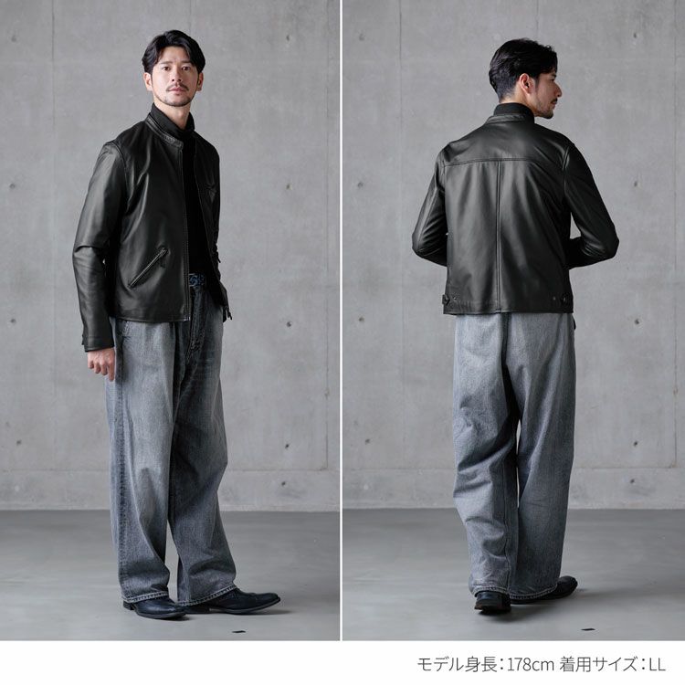シンプルなデザインの本革メンズライダースジャケット