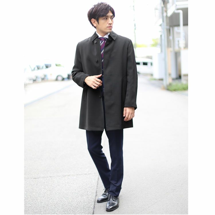 メンズ ビジネスコート HALEINE ステンカラーコート 中綿入り ライナー