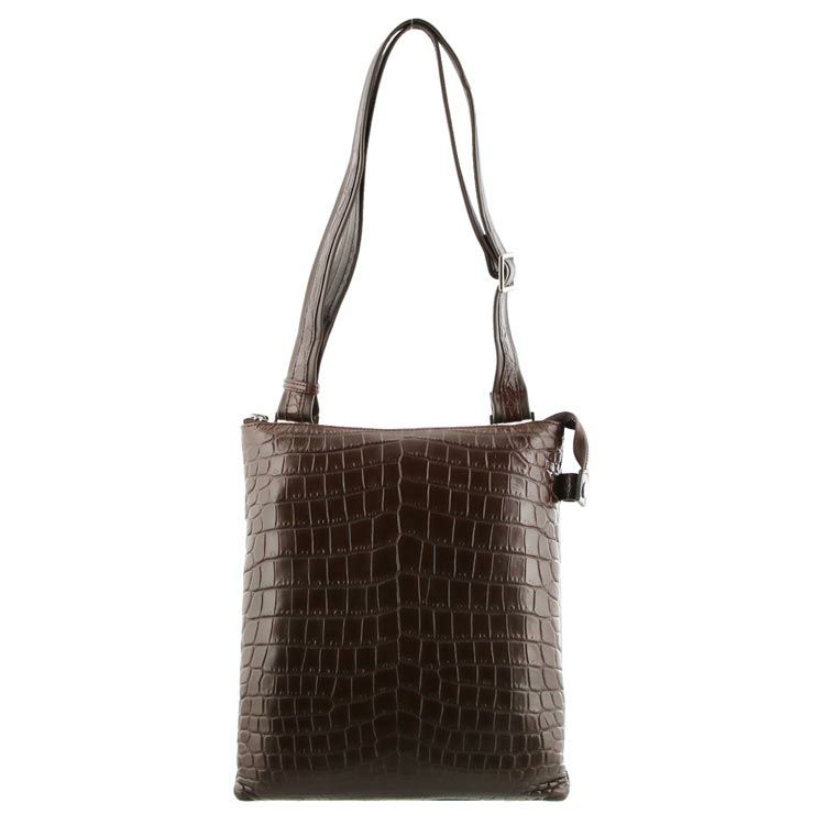 クロコダイル ショルダーバッグ センター取り マット 加工 メンズ 社製