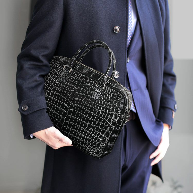 日本製 クロコダイル ブリーフケース 2way 4FA