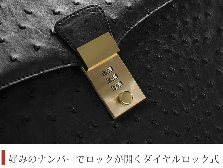 オーストリッチ メンズ バッグ ダイヤルロック フルポイント 日本製 4FA