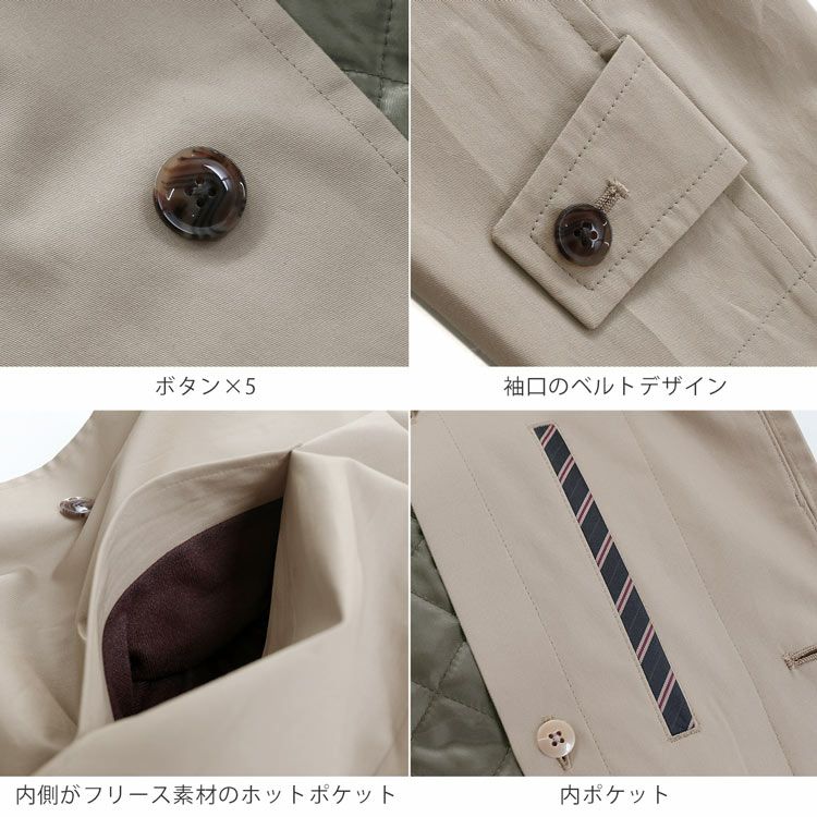 P.E.A中綿ライナー付きメンズステンカラーコート