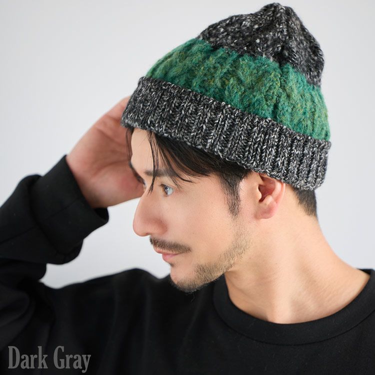 ニット帽 ポンポン付き 2WAY メンズ イタリア製糸使用
