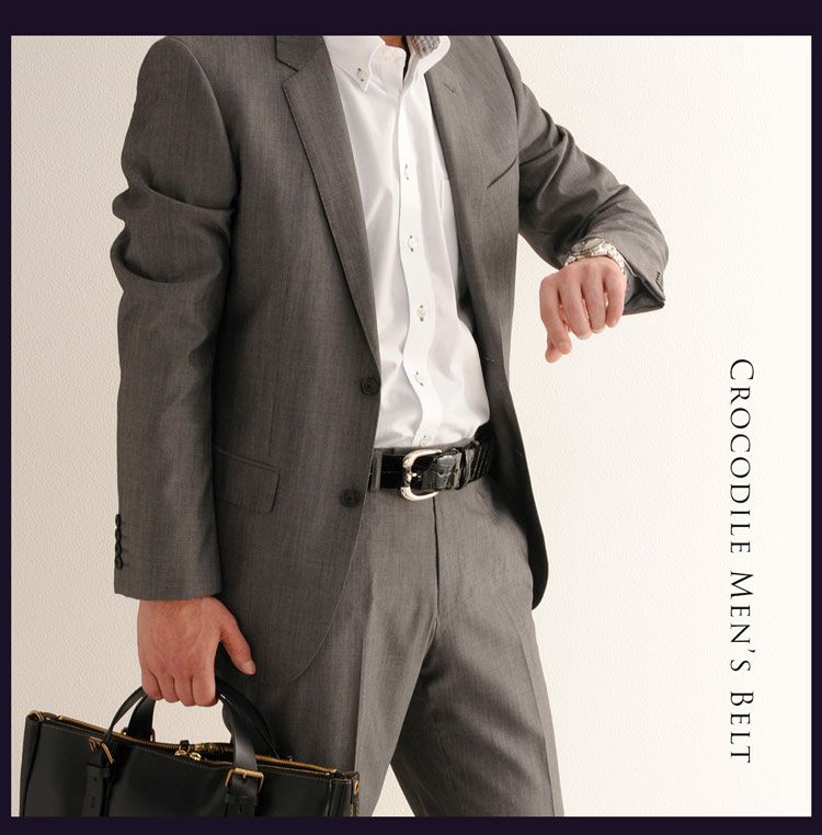 日本製 クロコダイル 本無双 ベルト メンズ 40mm 長い 特注品 4FA