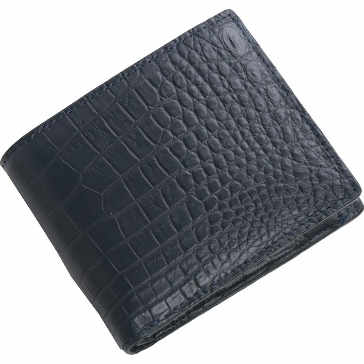 クロコダイル 二つ折り 財布 メンズ 小銭入れ付き 本革 無双 マット