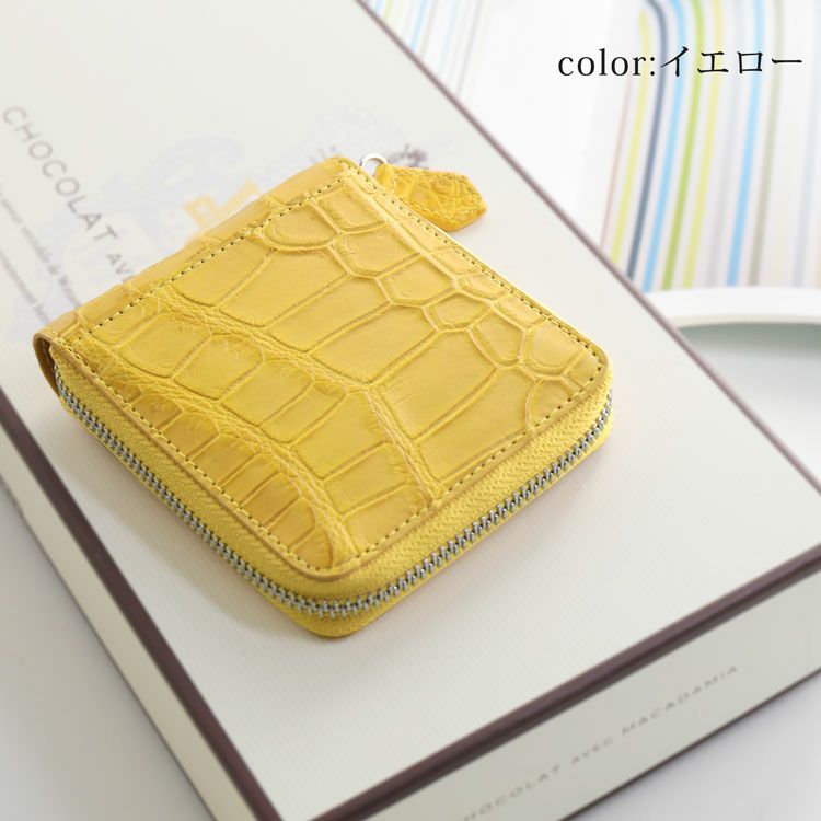 クロコダイルラウンドファスナー二つ折り財布メンズマットコンパクト財布(06001680-mens-1)