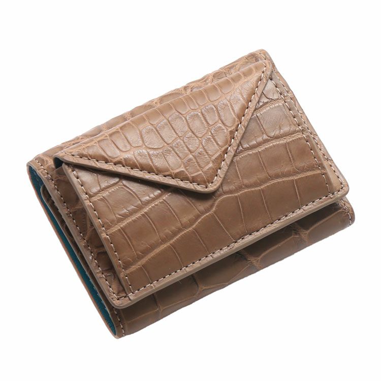 ミニ財布 メンズ 本革 クロコダイル マット加工 三つ折り バイ
