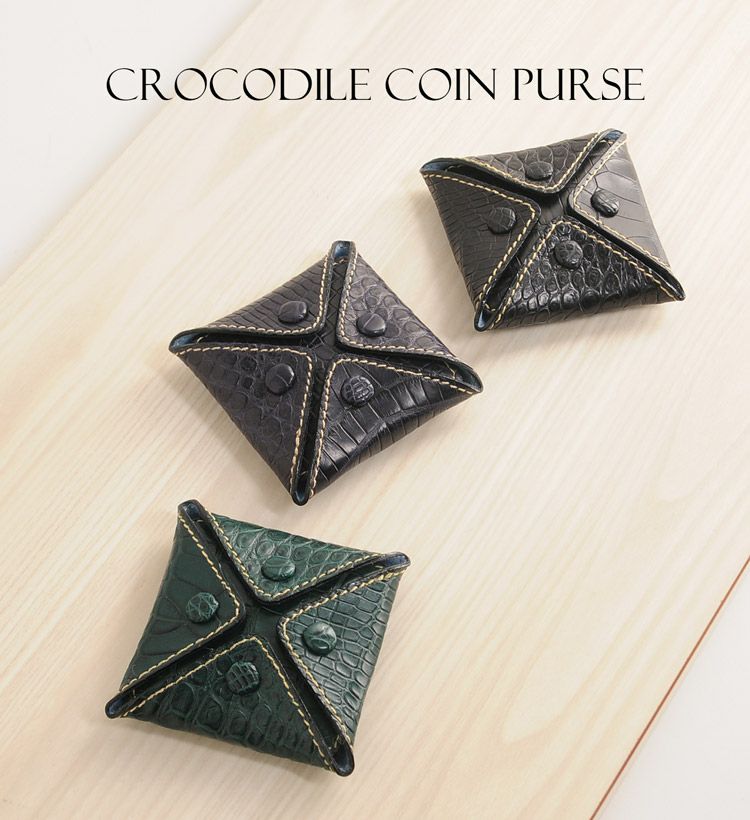 日本製 クロコダイル 小銭入れ マット 加工 4ホック コインケース