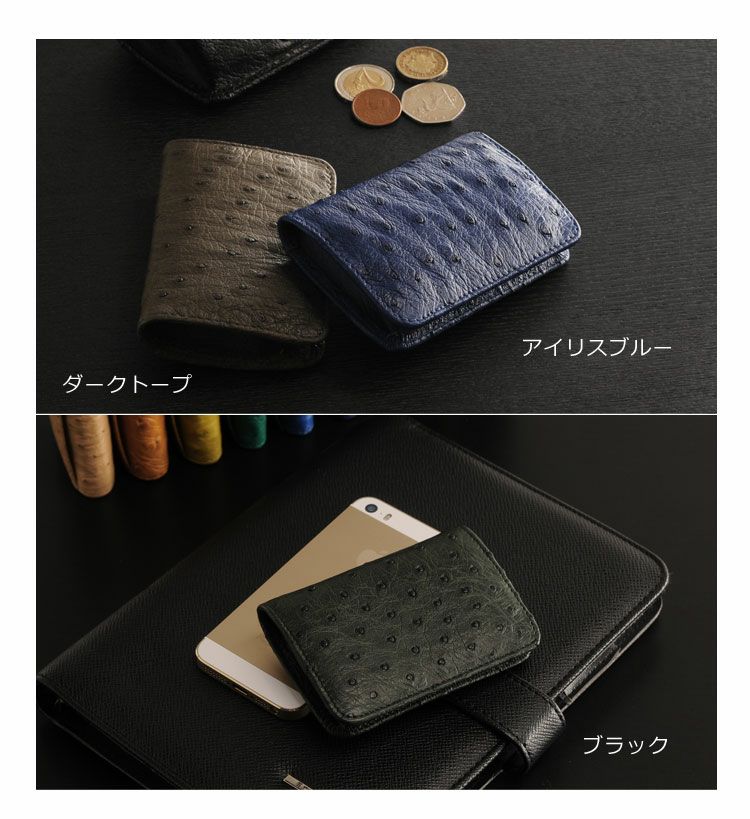 オーストリッチ コインケース 本革 小銭入れ メンズ ボックス型