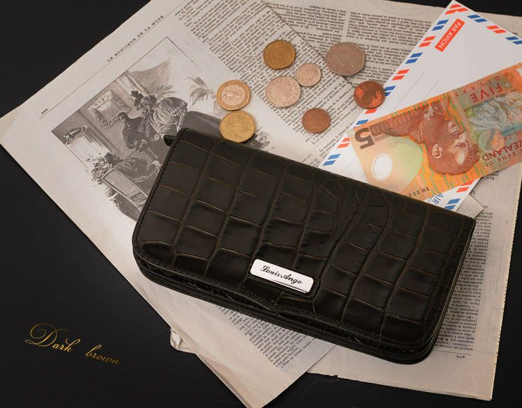 Louis Ange/ルイ・アンジュ 牛革 イタリア 長財布 クロコダイル 型押し