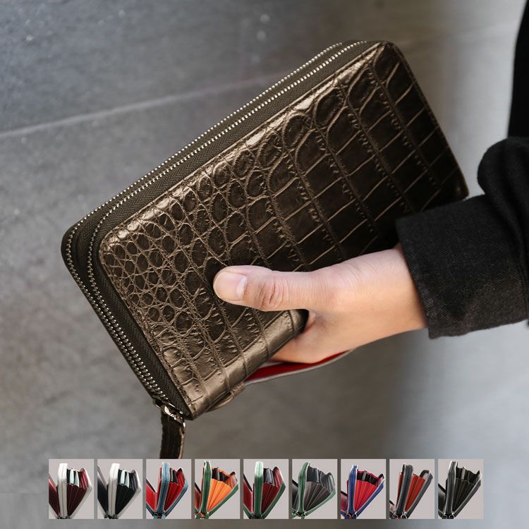 極美品✨ JRA認定 クロコダイル オーガナイザー 長財布 クラッチバッグ クロコダイル オーガナイザー クラッチバッグ メンズ 長財布 4FA