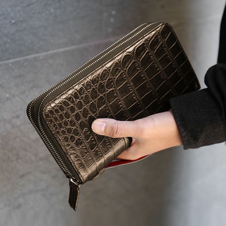 美品　JRA認定 クロコダイル オーガナイザー 長財布 クラッチバッグ　ブラック 極美品✨ JRA認定 クロコダイル オーガナイザー 長財布 クラッチ