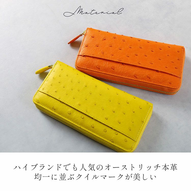 フルポイントオーストリッチ長財布メンズラウンドファスナー財布(3718br)