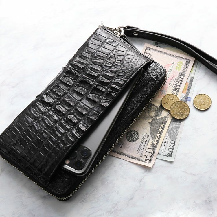 【未使用品】ヒマラヤクロコ 鰐革 ラウンドファスナー長財布 オーガナイザー ヒマラヤ クロコダイル 長財布 レディース ラウンド ファスナー