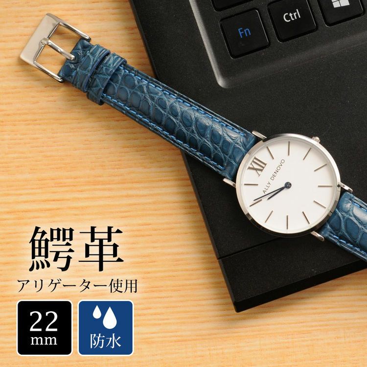 腕時計 付け替え用 ベルト 本革 メンズ アリゲーター 鰐皮 22mm 