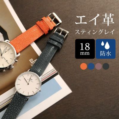 腕時計ベルト メンズ スティングレイ エイ革 18mm 【ネコポスで