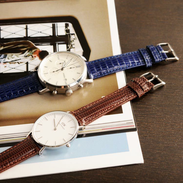 腕時計ベルト メンズ リザード 革 20mm 【ネコポスで送料無料】 4FA