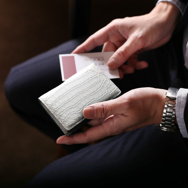 クロコダイル メンズ 名刺入れ 無双 カードケース 通しマチ 4FA