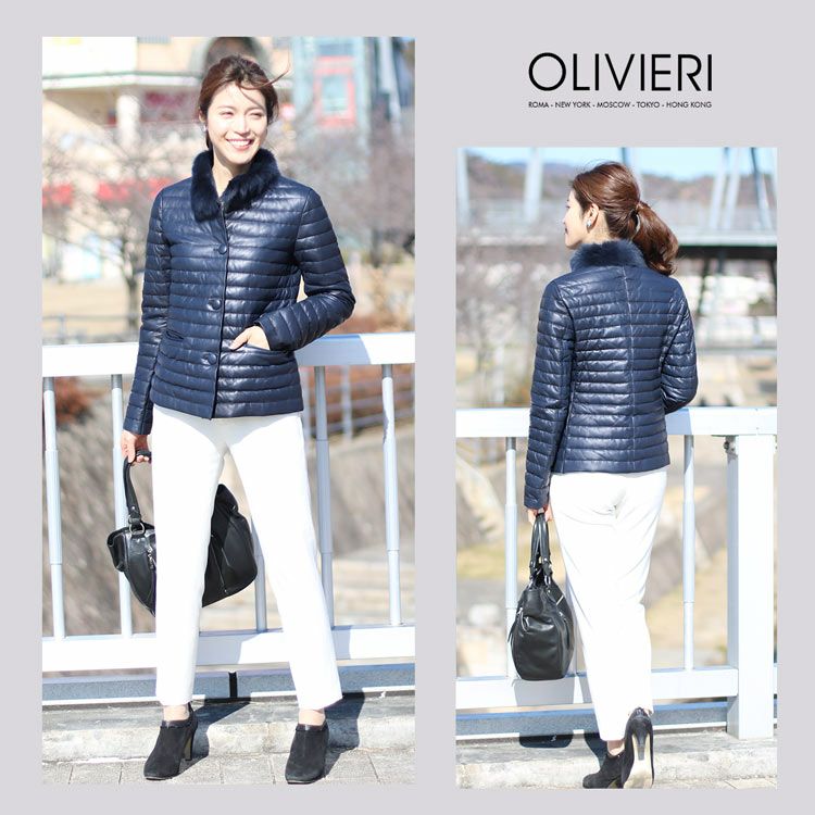 OLIVIERI/オリヴィエリ ダウン レザー ジャケット ラム革 トスカーナ