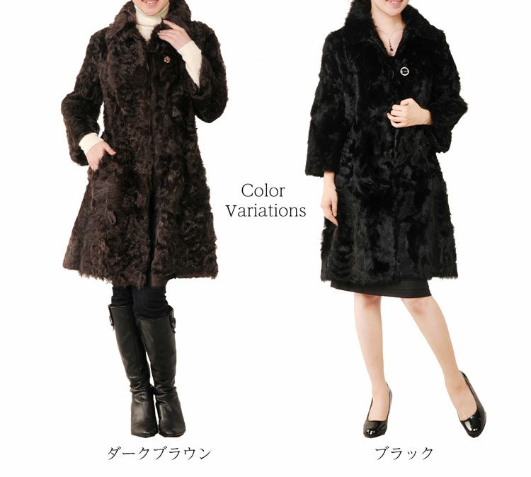 チキャンラム7分袖丈コートレディースミドル丈高級