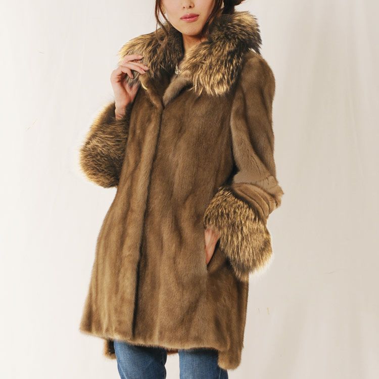 ミンク コート シルバーフォックス トリミング / レディース 毛皮