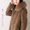 ロングコートカシゴラフォックスファー付き着丈87cmレディース秋冬日本製ベージュ/キャメル/ブラック9号/11号/13号