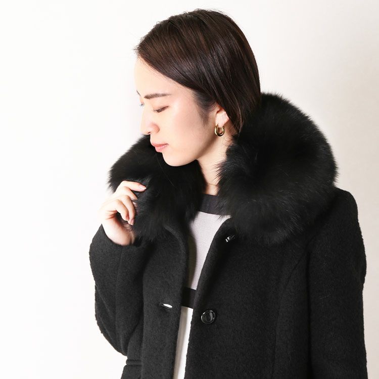 ロングコート カシゴラ フォックスファー付き 着丈87cm レディース 